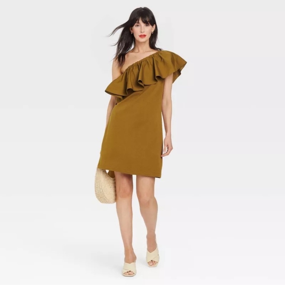 Universal Thread Yellow Asymmetrical Ruffle Dress Wedding Guest